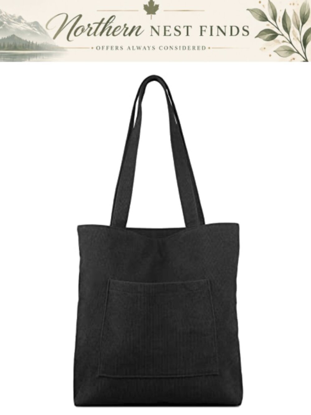 Corduroy Tote Bag with Zip Large Capacity Shoulder Bag Hobo Handbag